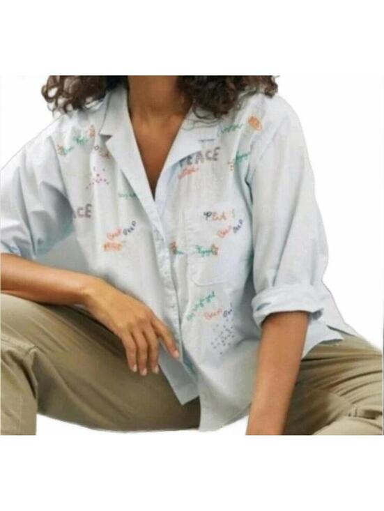 Maeve Tops - Anthropologie Maeve "Clarissa" High-Low Embroidered Button Down Shirt Size 4